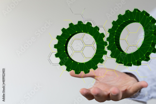 Set of green gears and cogs...