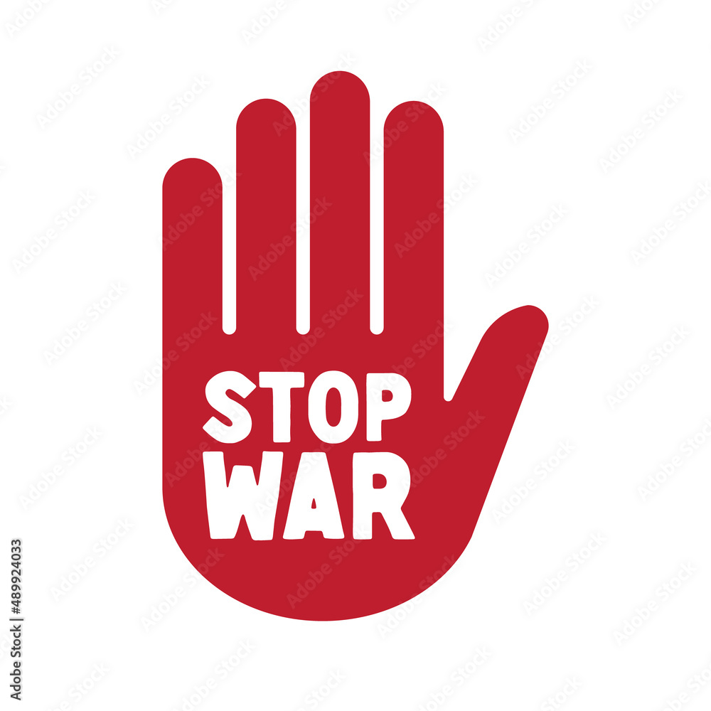 Stop war sign on hand icon. Stop war sign on hand icon.
