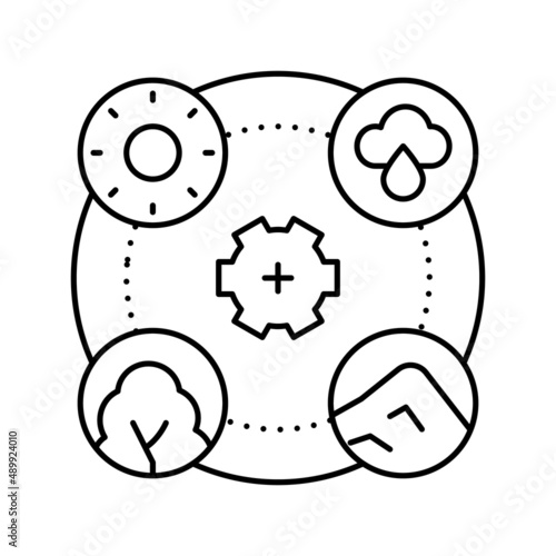 planet ecosystem line icon vector illustration