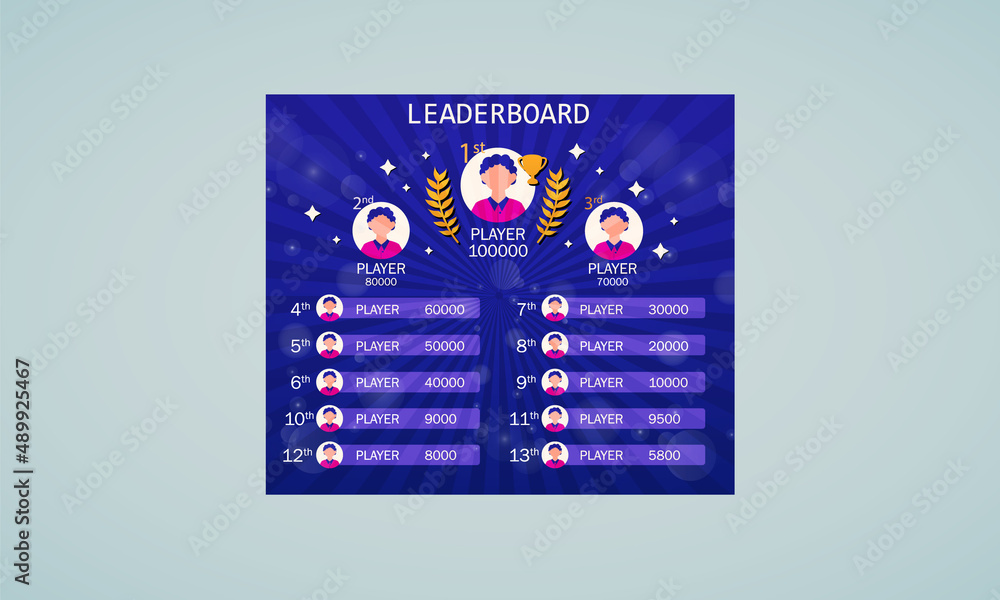Game Leaderboard designs, themes, templates Stock Vector