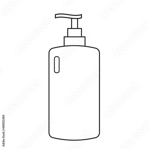 White bottle vector for shampoo, Cosmetic, spa, food. product packaging. cosmetic package. shampoo bottle pump icon vector illustration, bottle outline, Flat icon. web icon. packaging design