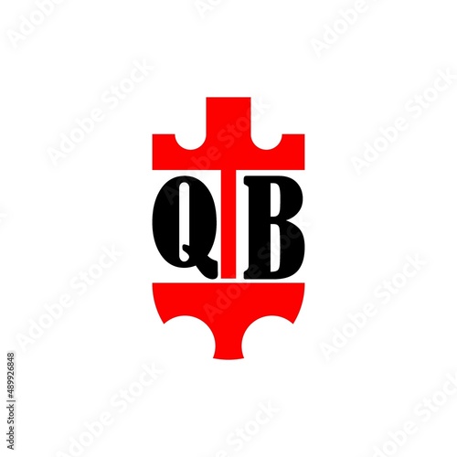 QB red crown shield letter logo
