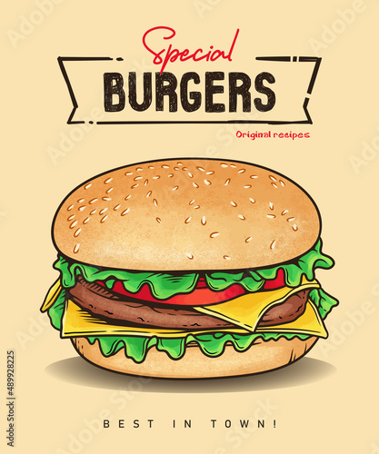 Special burgers vector illustration  for fast food restaurant 