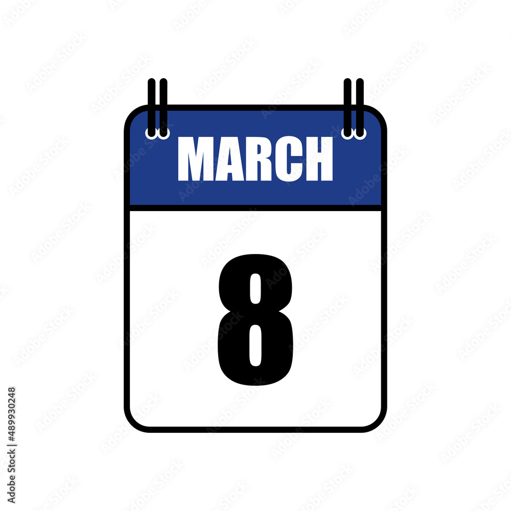 March 8 Calendar Icon Vector Illustration . Date , Day Of Mouth March 8 Calendar Icon Vector Illustration . Date , Day Of Mouth