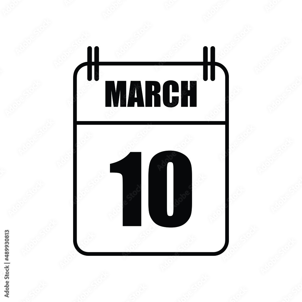 Outline 10 March Calendar Icon Vector Illustration . Date , Day Of Mouth Outline 10 March Calendar Icon Vector Illustration . Date , Day Of Mouth