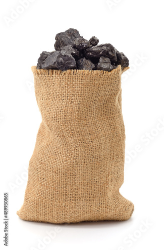 Coal in a bag. photo