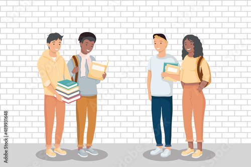 four interracial students characters