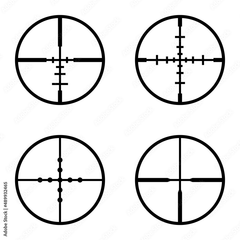 Crosshairs Flat Icon Set Isolated On White Background Crosshairs Flat Icon Set Isolated On White Background