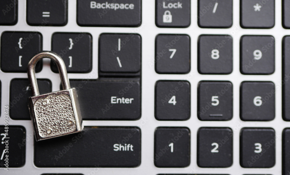 Padlock lay on keyboard. Internet security concept. Online safety Padlock lay on keyboard. Internet security concept. Online safety