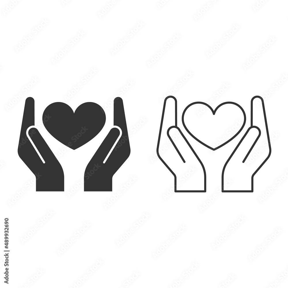 Hands holding heart icon. Support, charity and volunteering icon Hands holding heart icon. Support, charity and volunteering icon