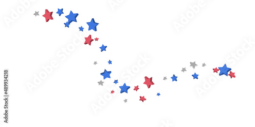 Shooting stars confetti 3D. Multi-colored stars. Festive background. Abstract pattern on a white background. Design element. Vector illustration  EPS 10.