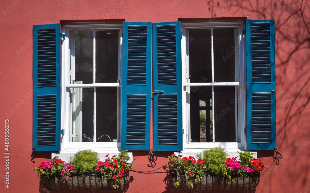 window with flowerboxes