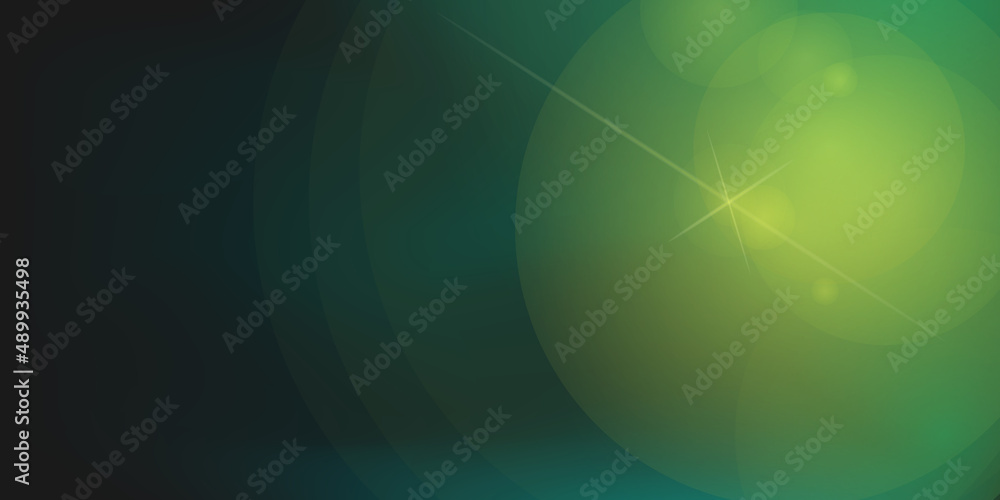 Fototapeta premium Glow yellow on a dark green background. Depth. Abstract dark background