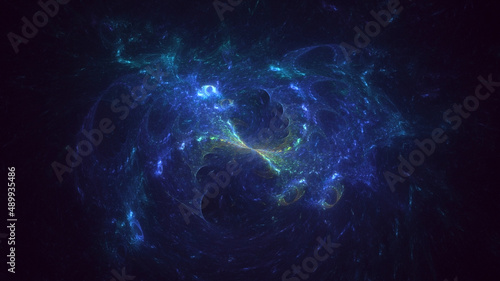 3D rendering abstract blue fractal light background