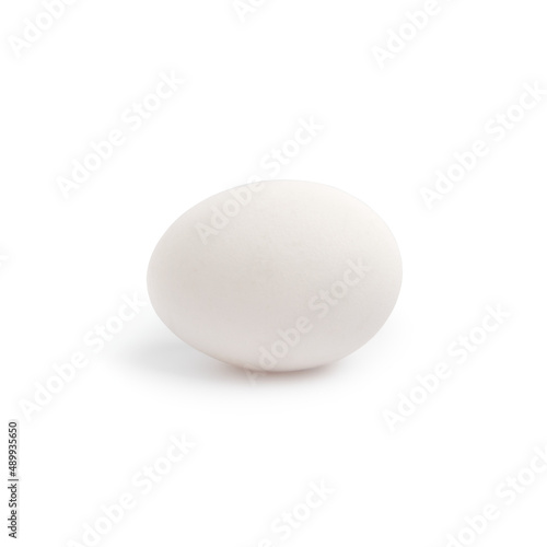 White egg on white background close up
