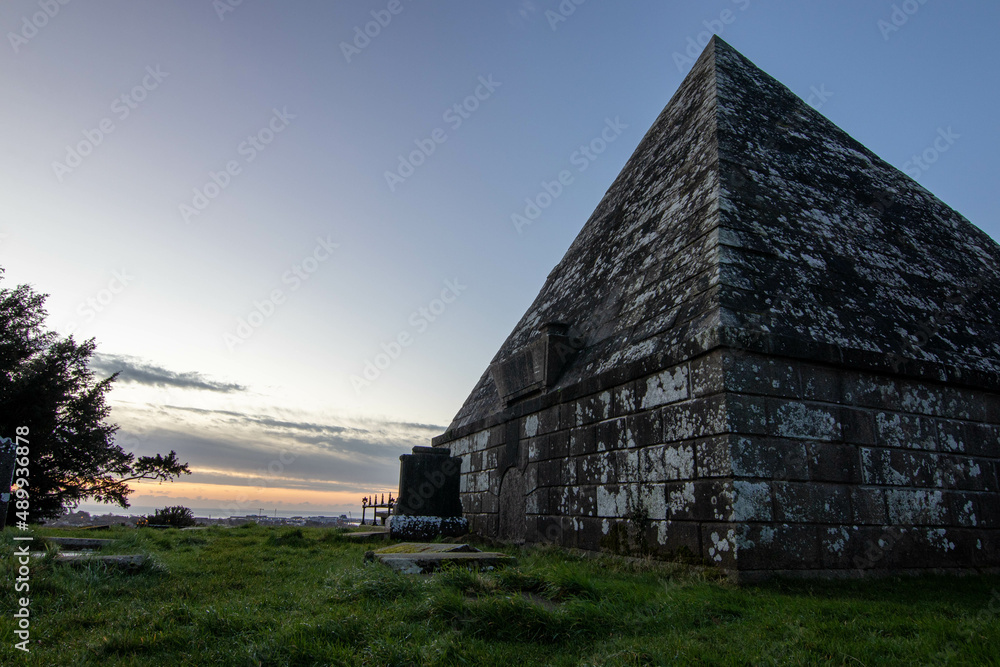 Pyramid tomb near Arklow in the morning