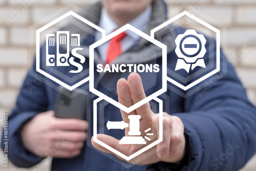 Concept of sanctions. Sanctioned country and goods. International economic, financial and political sanctions. Execution of sanctions pressure. Russia embargo and sanctions.