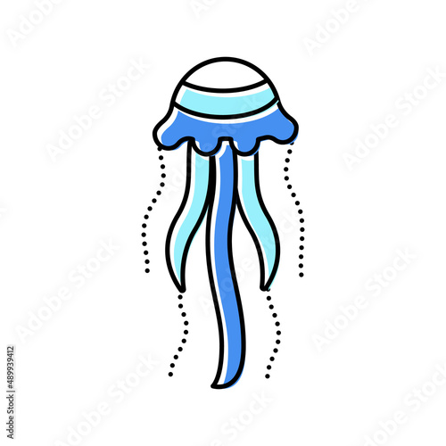 jellyfish ocean color icon vector illustration