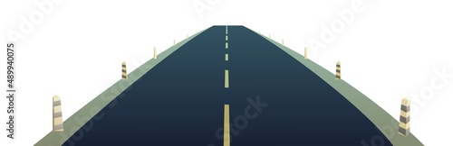 Good asphalt road. Quality modern empty highway. Suburban intercity pathway. Isolated on white background. Vector