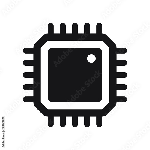 Electronic chip vector icon isolated on white background. Computer chip icon, cpu microprocessor chip icon.