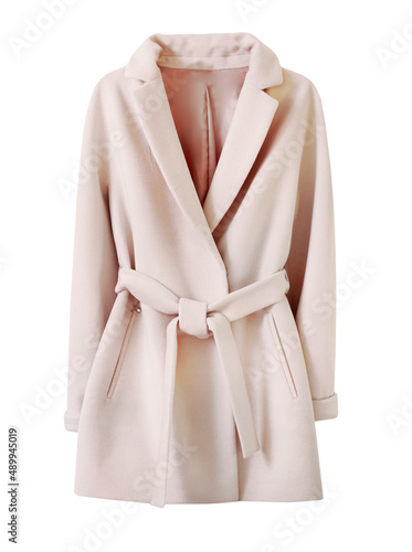Obraz na plátně Beige women's coat isolated.Elegant outwear.