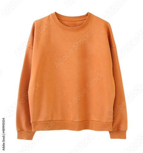 Photos Orange brown sweatshirt isolated on white.