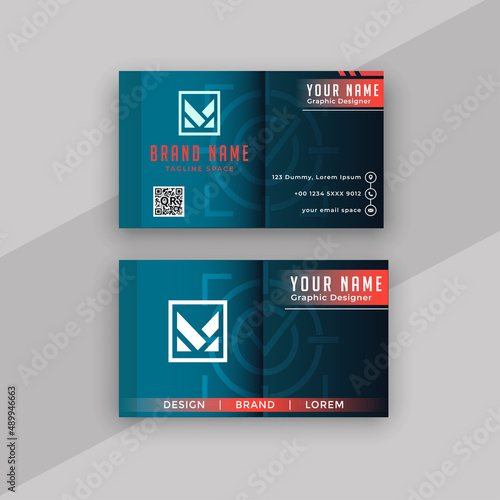 Modern Business Card - Creative and Clean Business Card Template. red and black geometric business card template design, Double-sided modern blue and black business card Vector illustration. 
