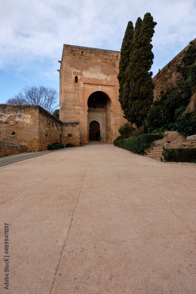 Gate of Justice or Bab al-Sharia in the Alhambra fortress city. World Heritage.