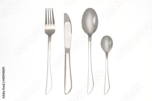 dining cutlery set on white background 
