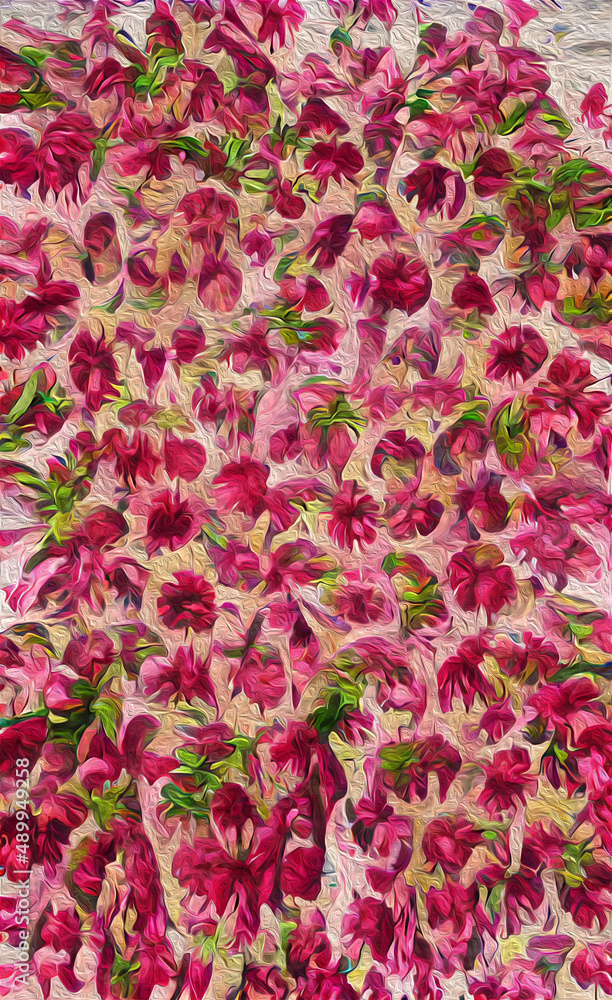 hand drawn abstract texture of hibiscus flowers. Pink, blue and yellow spring background. Natural natural texture of tropical vegetation. Design for wedding invitation, card, book. hand drawn abstract texture of hibiscus flowers. Pink, blue and yellow spring background. Natural natural texture of tropical vegetation. Design for wedding invitation, card, book.