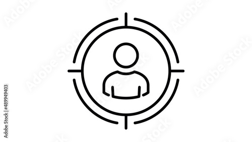 Target audience Animated line Icon. 4k Animated Icon to Improve Project and Explainer Video . Alpha channel photo