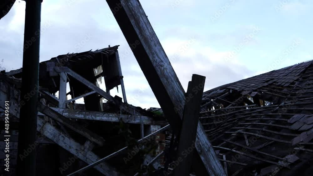 Derelict collapsed building after fire Derelict collapsed building after fire