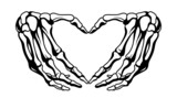 Hand. Human bones. Human skeleton. Illustration of a skeleton hand. Hands show a heart.