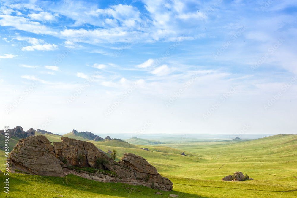 Fototapeta premium Steppes of Adon-Chelon in Transbaikalia, Russia