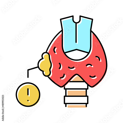 thyroid cancer color icon vector illustration