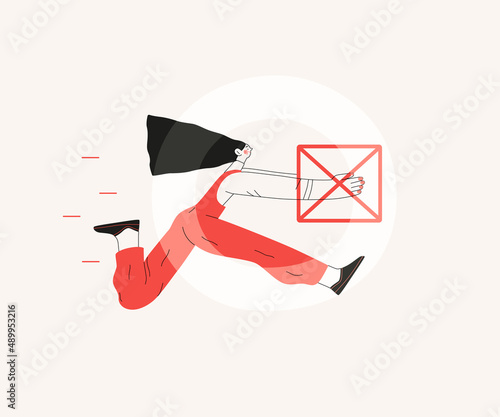 Startup illustration. Flat line vector modern concept illustration of young woman, startup metaphor. Concept of building new business, planning and strategy, teamwork and management, company processes