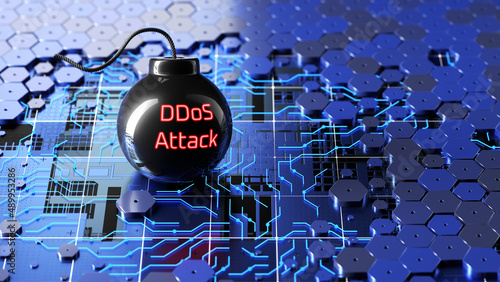 DDOS attack, cyber defense. Internet and technology concept. virus detection. 3d render