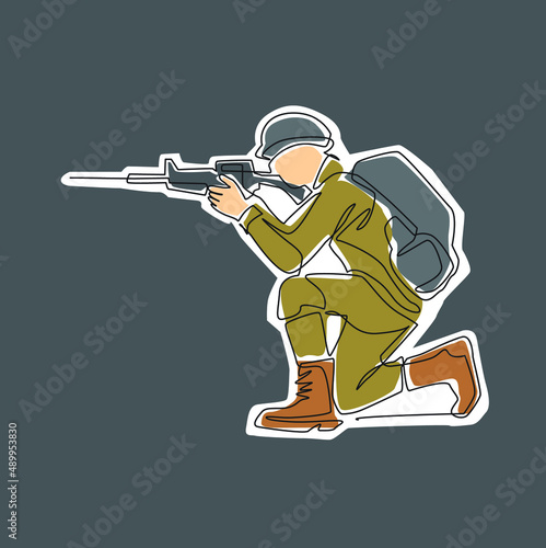 squat position soldier ready to shoot