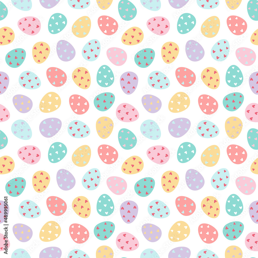 Easter eggs seamless pattern. Decorated Easter eggs on a white background. Design for textiles, packaging, wrappers, greeting cards, paper, printing Easter eggs seamless pattern. Decorated Easter eggs on a white background. Design for textiles, packaging, wrappers, greeting cards, paper, printing