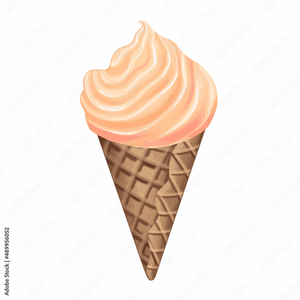 ice cream cone with orange cream on a white background ice cream cone with orange cream on a white background