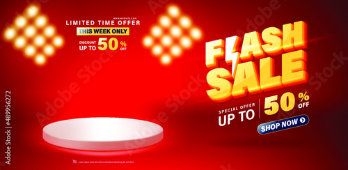 Flash sale banner template design for web or social media.