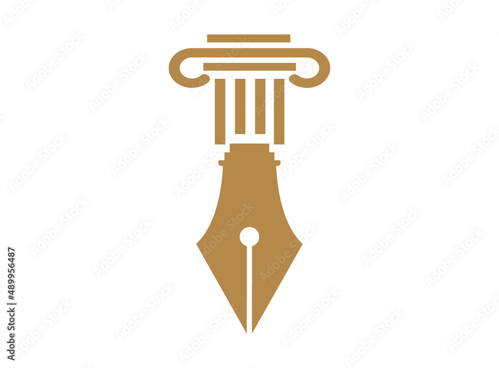 Obraz premium pen pillar logo nib column vector image