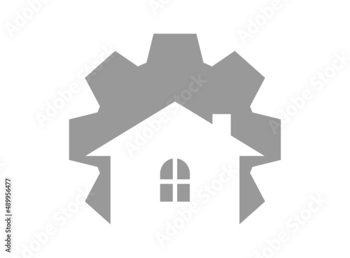 gear house atelier mechanique workshop logo vector image