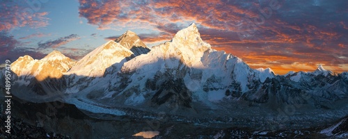 Mount Everest evening sunset panoramic view photo