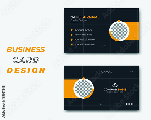Creative Modern Professional Minimalist and Modern Company Business Card Design Template in Yellow Color.