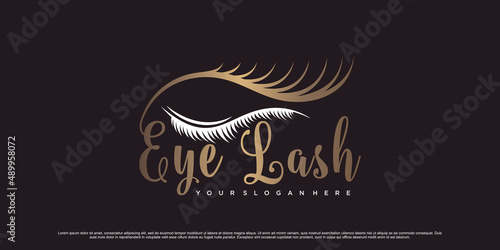 Luxury beauty eyelash extension logo design with creative modern concept Premium Vector