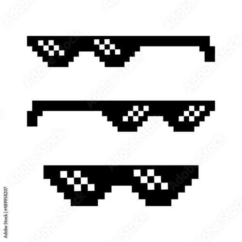 Thug life glass vector illustration. Thug life pixels vector glasses. Collection set of thug life glass vector illustration.
