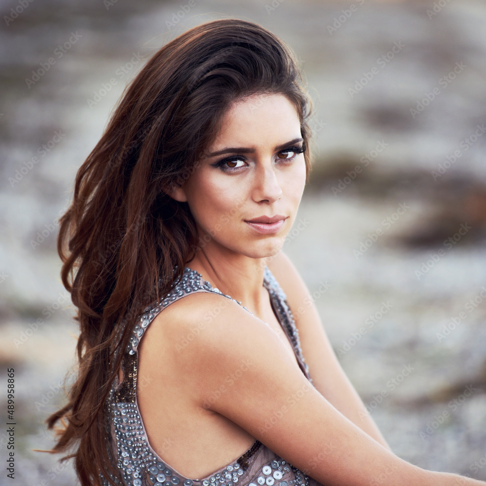Wild and natural beauty. Portrait of a beautiful young woman wearing a sequinned waistcoat. Wild and natural beauty. Portrait of a beautiful young woman wearing a sequinned waistcoat.