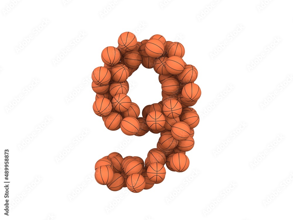 Obraz premium Basketball Themed Font Number 9