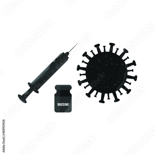 Vaccination elemnts vector. corona virus vector icons. Corona virus, syring and vaccine bottle
